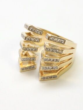 nOir Jewelry Gold Multi-Row Pavé Stacked Ring
